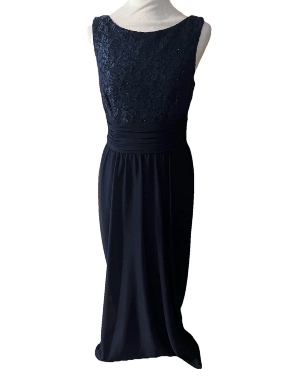 JH Formal Navy Blue Holiday Party/Ball Size 6 Full Maxi Lined Sleeveless Lace